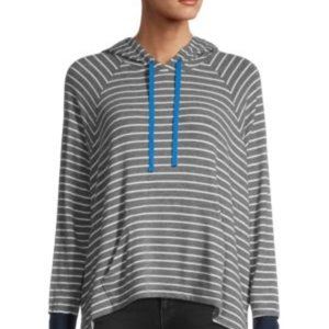 Michael stars gray and white striped hoodie